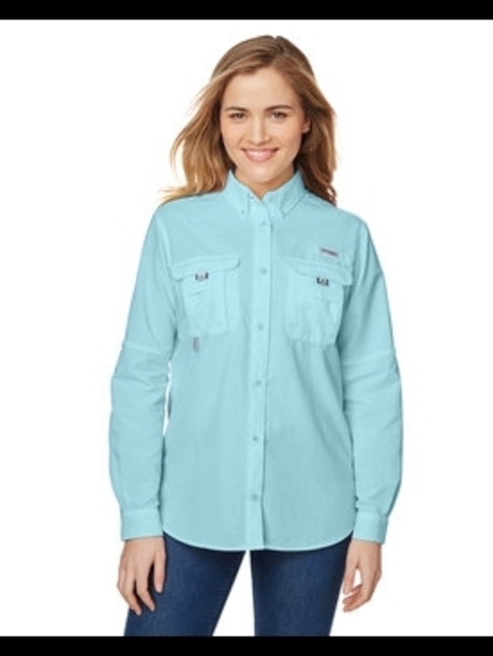 Light Blue Button-Front Long Sleeve Shirt